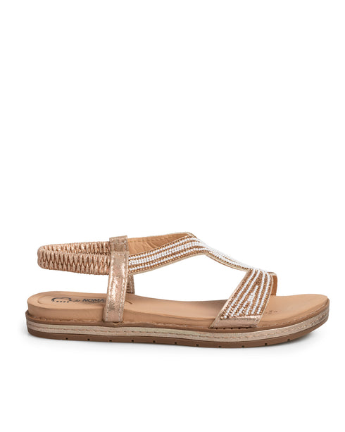 Sandalia Plana Oro Rosado Resorte MD20460